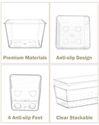 15Pcs Clear Plastic Drawer Organizers Set, 4size makeup drawer organizer trays for vanity/desk/bathroom/office/nightstand/gadgets for kitchen/desk drawer, Versatile drawer divider storage bins - size: 15Pack