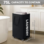 Goodpick Black Laundry Hamper with Wheels, 75L Dirty Clothes Hamper with Removable Wash Bag for Laundry Room, Rolling Laundry Basket - color: Black 1-Pack