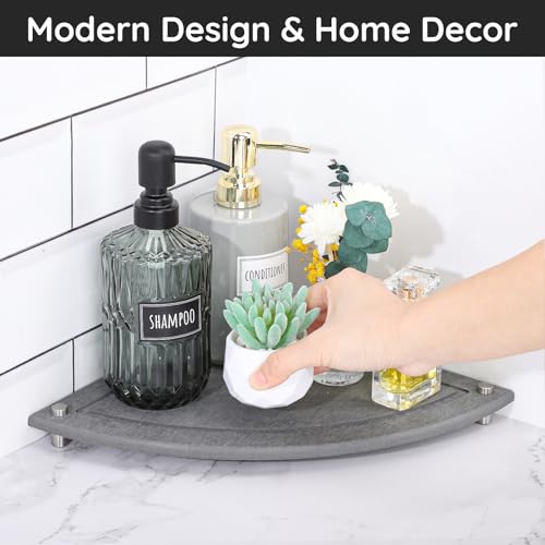Segbeauty Water Absorbing Stone Drying Tray, 9.85in Quick Dry Diatomaceous Earth Corner Countertop Organizer, Corner Sink Shelf Tray for Bathroom Counter, Fast Drying Stone for Kitchen Counter - color: Pure Gray, size: 9.9" x 9.9" x 1.2"
