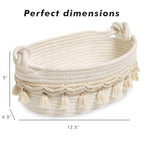 CSC - Toilet Paper Basket, Bathroom organizer, woven rope basket, Tank Top Small Baskets, tank topper, White
