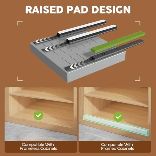 Seinloes 4Pack Expandable Pull Out Cabinet Organizer 21" Deep with Raising Pad for Framed Cabinets,Slide Out Drawers with 4pcs Divider Racks,Roll Out Shelves,Adjustable Width 12.05"-20.4" Silver - color: Silver, size: 21"D x 12.05"-20.4"W(4Pack)
