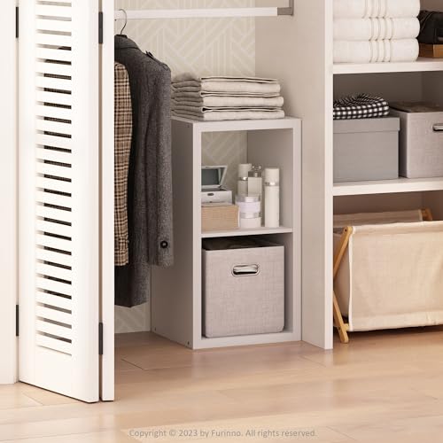 Furinno Cubic Closet Organizers and Storage, 2-Cube Closet Organizer, Open Shelf Closet Storage, Extra Thick Frame for Wardrobe, Bedroom, Living Room, White - color: White, size: 2-Cube
