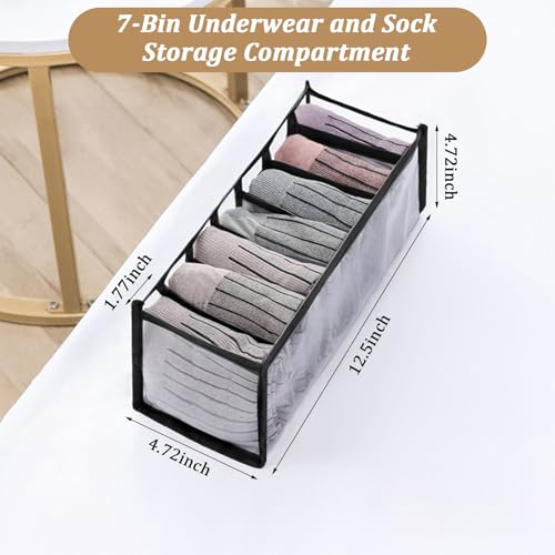 2 Pack Sock Underwear Organizer Dividers, 14 Cell Drawer Fabric Foldable Cabinet Closet Storage Boxes for Ties(Black) - color: Black, size: 14 Cell