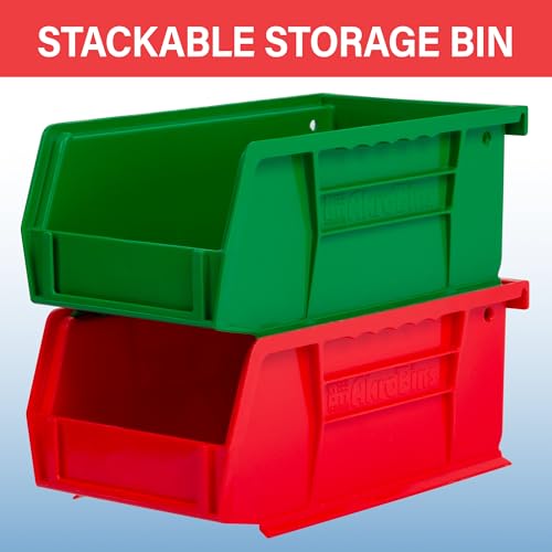 Akro-Mils 30220 AkroBins Plastic Storage Bins, Space-Saving Stackable Bins for Garage, Pantry, Craft Organization, 7" x 4" x 3", Yellow, 24-Pack - color: Yellow