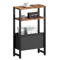 Narrow Side Table, Slim End Table with Magazine Rack, Bedside Table for Small Spaces, 3 Tier Sofa Couch Table Nightstand for Living Room, Bedroom Rustic Brown LET503R - color: Rustic Brown