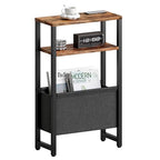 Narrow Side Table, Slim End Table with Magazine Rack, Bedside Table for Small Spaces, 3 Tier Sofa Couch Table Nightstand for Living Room, Bedroom Rustic Brown LET503R - color: Rustic Brown