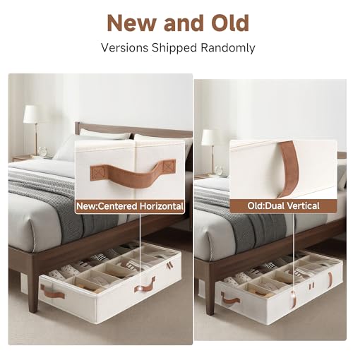 StorageWorks Underbed Shoe Storage Organizer for Closet, 2-Pack Under Bed Shoe Organizer with Bottom Support and Adjustable Dividers, Fits up to 24 Pairs, Beige - color: Beige, style: Adjustable Divider