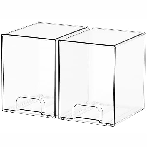 Yieach 2 Pack Clear Stackable Storage Drawers,7.6" H Baby Bottle Organizer,Acrylic Drawer Containers for Cosmetics,Skincare,Beauty Products,Cabinet,Vanity,Kitchen,Under Sink and Bathroom Storage Bins - color: Clear-7.8 In Tall, size: 2 PCS