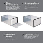 Simplify Set of 12 Stackable Shoe Boxes | Customizable | Fits Size 11 Shoes | Drop Front Design | Closet Storage | Sneakers | Heels | Clear and Black - color: Black