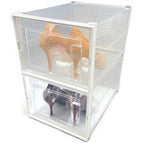 OnDisplay Clik Stackable Interlocking Shoe Box System (Medium Clear/White, Set of 2) - color: Medium Clear/White, size: Set of 2