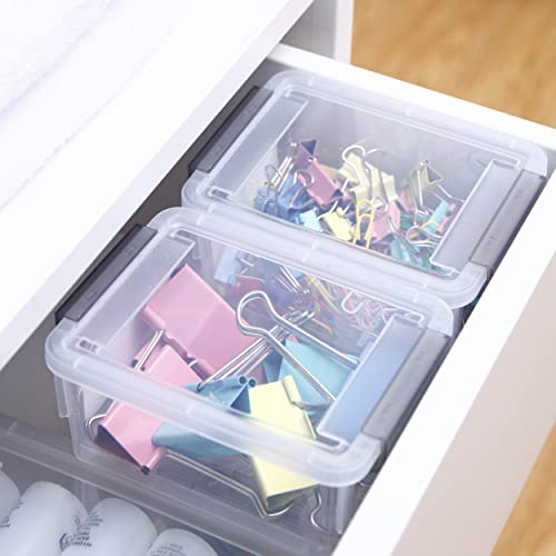 Citylife 0.53 QT 10 Packs Small Storage Bins Plastic Storage Container Stackable Box with Lids for Organizing, Clear White - color: Clear White, size: 0.53 QT(10 Pack)