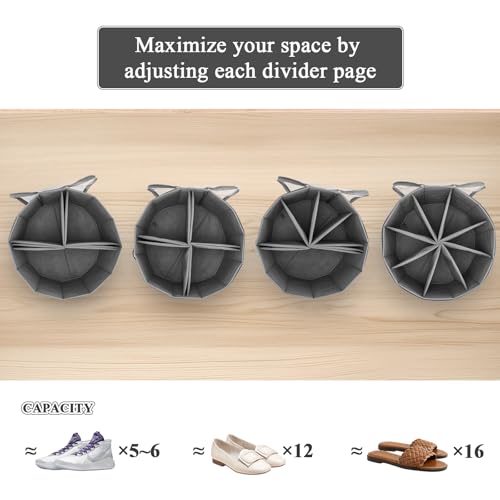 Round Shoe Storage Organizer, Zapateras Organizer RV Shoe Boxes Small Space Shoe Basket for Closet/Entryway Mudroom Shoe Containers - Gray