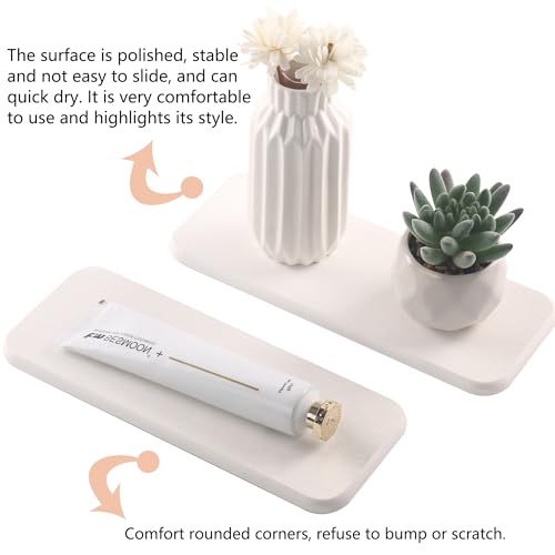 NiuYichee 2 Pcs Water Absorbing Stone Trays, Kitchen/Bathroom Sink Soap Dish, Diatomite Tray Used for Hand Soap & Cosmetic Bottles in The Modern Home, 3.54" W x 9" L, White - color: White, size: 9" x 3.54"