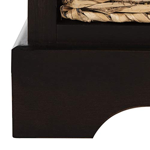 SAFAVIEH Home Collection Carrie Brown/ Natural Wicker 3-Drawer Storage Nightstand Side Table (Fully Assembled) - color: Brown