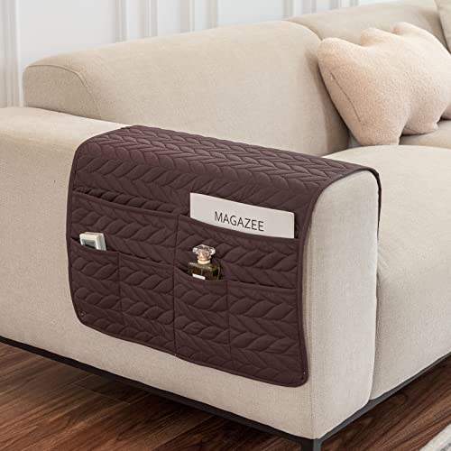 Sofa Armrest Organizer Armchair Caddy for Sofa Couch Remote Control Bedside Storage Organizer Non-Slip Arm Chair Recliner Caddy for TV Remote Control Book Magazines Phone Ipad - color: Coffee