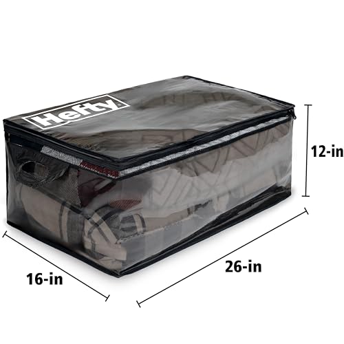 Hefty Storage Bags Extra Large Double Zipper Backpack, Heavy Duty Water Resistant Moving Totes with Shoulder Straps, Foldable Reusable Packing Organizers, 2 Pack (X-Large Black) - size: 22 Gal - Standard