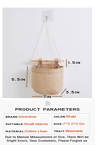 1 Pack Mini Cotton Linen Fabric Closet Detachable Foldable Washable Hanging Storage Bag with 3 Pockets Over the Wall Door Organizer for Room Bathroom by AARainbow (Khaki) - color: Khaki