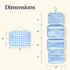 VANDEL Waterproof Hanging Toiletry Bag [TSA-Approved] Hanging Makeup Organizer Bag, Cosmetic Travel Bags for Women, Makeup Case Toiletries Organizer Hygiene Bathroom Shower Caddy - Blue Gingham - color: Blue Gingham