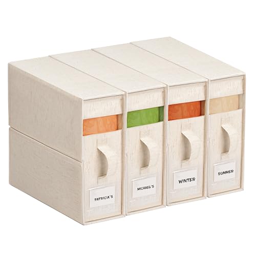 4Pack Linen Sheet Organizers and Storage - King/Queen Size Sheet Storage Organizer with Window, Foldable & Dustproof Sheet Organizer for Linen Closet for Summer Blankets & Sheet Sets,Off-white - color: Off-White, size: 4 Pack