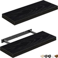 QEEIG Floating Shelves for Wall Bathroom Shelf Bedroom Kitchen Living Room Farmhouse Small Book Shelf 16 inch Set of 2, Black (015-B2) - color: C. Black, size: 2pcs
