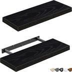 QEEIG Floating Shelves for Wall Bathroom Shelf Bedroom Kitchen Living Room Farmhouse Small Book Shelf 16 inch Set of 2, Black (015-B2) - color: C. Black, size: 2pcs