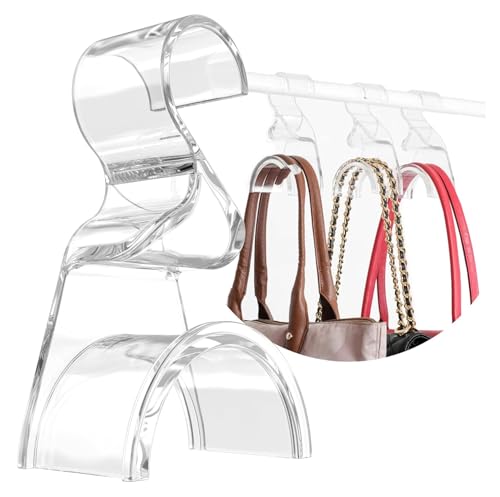 Wiosi Handbag Hanger 3 Pack - Durable Luxury Acrylic Holder Organizers Storage for Purse Tote Bag Satchel Backpack Crossover - Holds Up to 66Lbs – Easy to Clean, No Tools Required - color: Clear, size: pkg of 3