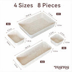 8-Piece Felt Drawer Organizer Set in 4-Sizes, Made from Eco-Friendly Material for Vanity, Makeup, Desk, Office, Kitchen, and Nightstand, Oatmeal - size: 8
