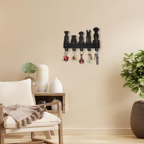 MAYJOYDIY Dog Coat Rack Wall Mount 11.87.9inch 5 Style Key Holder for Wall Decorative Wood Black Key Rack Hanger Organizer 5 Alloy Hooks for Leash Wall Art Decor Dog Lover Gift - color: Dog