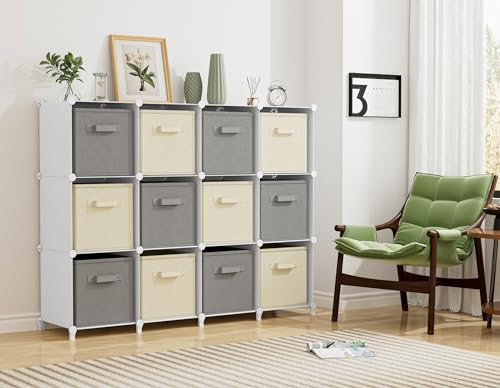 HOMIDEC Closet Organizer, 12-Cube Closet Organizers and Storage, Portable Closet Shelves, Clothing Storage (White) - color: White