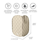 3 Sprouts Pop Up Hamper - Collapsible Laundry Basket, Popup & Foldable Design - Durable Waterproof Fabric for Dirty Clothes, Toys & Towels - Ideal for Dorm, Bedroom & Baby Nursery, Checkerboard Beige - color: Checkerboard Beige