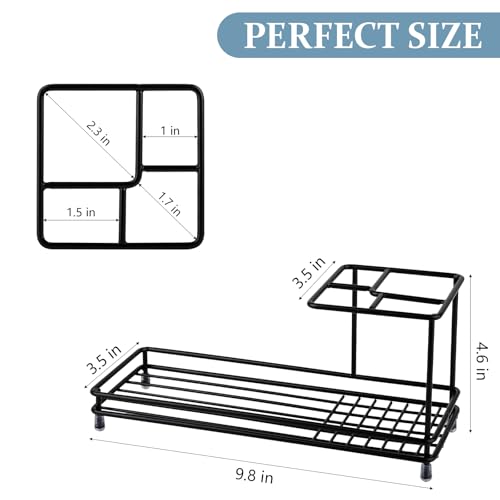Toothbrush Holders for Bathrooms, Carbon Steel Tooth Brush Holder Electric Toothbrush and Toothpaste Organizer Bathroom Accessories for Countertop, Shower, Sink - Black - color: Black, size: Small(no tray)