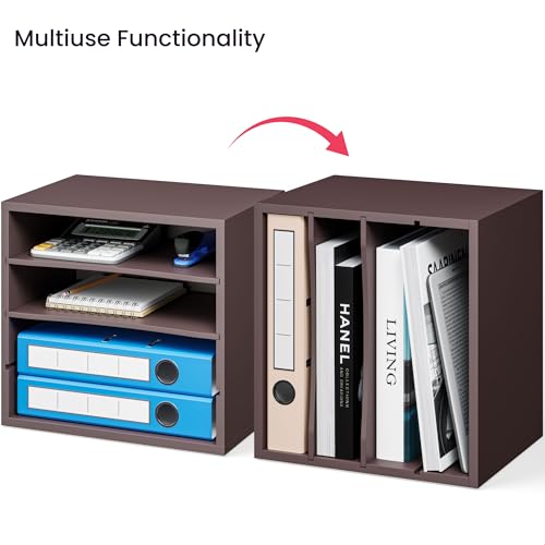 Ballucci 4-Tier Paper Organizer, Desk File Organizer, Stackable Letter Tray, Wood Mail Sorter with Adjustable Storage Shelves, Office Desk Organizer, Dark Brown, Espresso - color: Espresso, size: 4 Tier Standard