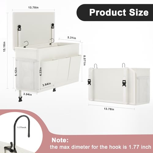 Edudif Dual-Purpose Bedside Caddy Organizer with 6 Pockets, Versatile Bedside Storage Solution Magazine Remotes Holder, Ideal for Home, Dorm, Hospital, Crib Bed (White) - color: White