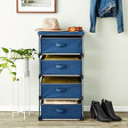 Juvale 4-Tier Tall Dresser with Drawers - 16.5 x 13 x 33 in, Navy Blue - Fabric Storage Drawers & Closet Organizer - Kids Dresser & Bedroom Storage - color: Navy Blue