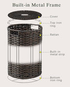 SETVSON Large Laundry Hamper Laundry Basket Round 34.3 Gal (130 L) Handwoven Wicker Laundry Baskets Rattan Laundry Basket with Laundry Bag Handles 2 Mesh Bags for Living Room Bedroom Brown - color: Brown, size: 130L
