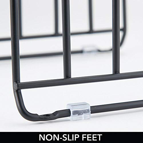 mDesign Pot Lid and Pan Rack — Metal Wire Rack for Cabinets, Pantries or Kitchen Surfaces — Freestanding Pan Stand with 5 Slots for Pans, Pots, Lids and Crockery — Black - color: Black, size: Pack of 1
