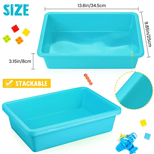 Kigley 6 Pcs Flat Storage Organizer Tray Bin Letter Size Paper Tray for Classroom Art Activity Plastic Stackable File Paper Organizer for Teacher Students School Office Book Organization