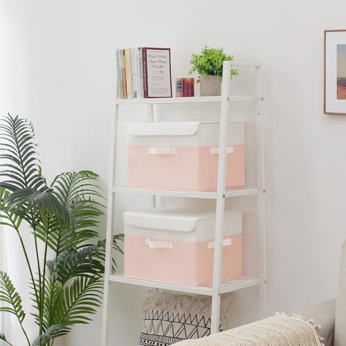 GRANNY SAYS Storage Baskets with Lids, Decorative Storage Boxes, Clothes Storage Bins for Closet, Foldable Storage Organizers, Pink, 2-Pack - color: White/Pink, size: Large-2 Pack