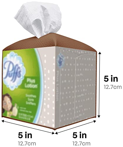 Carrotez Tissue Box Cover, [Refined] Modern PU Leather Square Tissue Box Holder - Decorative Holder/Organizer for Bathroom Vanity Countertop, Night Stands, Office Desk & Car 5"X5"X5" - Camel - color: Camel, size: [Square]