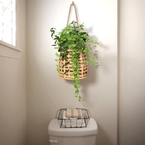 Natural Handwoven Wall Hanging Water Hyacinth Basket for Front Door Flowers & Home Decor – Handwoven Wicker Wall Baskets with Loop Handle – Decorative Organizer for Entryway Mail and Seasonal Display - color: Model 3