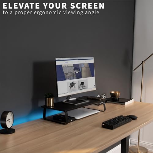 VIVO Monitor and Laptop Stand, 24 inch Desktop Riser, Black, STAND-V000D - color: Black