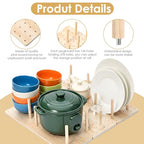 4 Pcs Pegboard Drawer Organizer with 48 Pegs, 20.98x5.91 Inch Wooden Peg Board Kitchen Plate Organizer for Drawer Pegboard Storage Rack with Adjustable Peg for Tableware, Plate, Bowl, Cookware