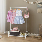 Kids Clothing Rack, Small Clothes Shelf with Metal Storage Shelf, Kids Dress Up Storage Rack, (White) - color: White