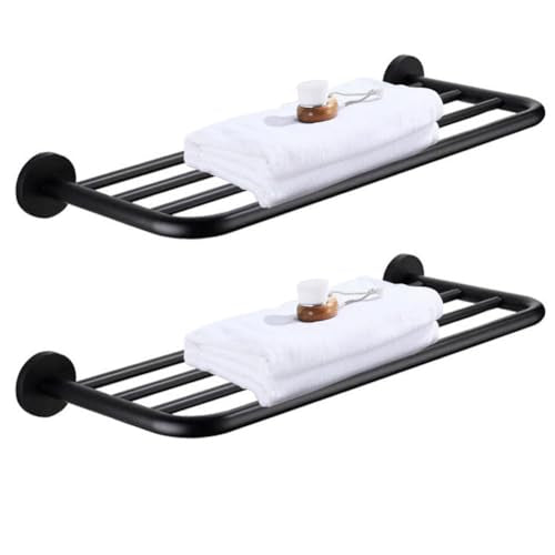 Hotel Towel Racks for Bathroom Wall Mounted, 30 Inch Towel Shelf for Bathroom, 2-Tier Bathroom Towel Rack, Black - color: Black, size: 30Inches 2PCS