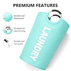 A large 90 liter laundry basket that can be folded for easy carrying. Suitable for bathrooms, laundry rooms, and travel (Blue) - color: Blue