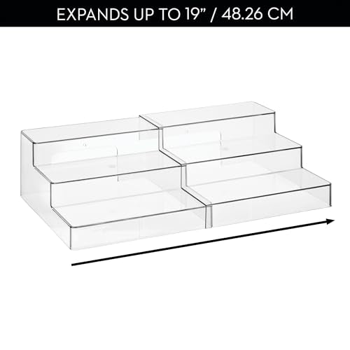 iDesign 3-Tier Expandable Spice Rack Organizer for Cabinet, Pantry, Set of 2, Clear, Made in USA