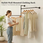 Industrial Pipe Clothing Rack Wall Garment Rack with Pipe Clothes Rails, Multi-Purpose Heavy Duty Clothing Hanging Rods Space-Saving Clothes Bar Organizer Closet (wall clothing rack-2 hanging rods) - style: wall clothing rack-2 hanging rods
