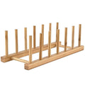 INNERNEED Bamboo Wooden Dish Rack, Vertical Plate & Lid Organizer for Kitchen Cabinet or Countertop, Drying Stand for Dishes, Cutting Boards - size: Pack of 1
