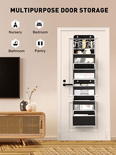 Yecaye 6-Tier Over The Door Storage Organizer, Flexible 1 Split into 2 Swing-Proof Hanging Bathroom Organizer, Bedroom Organizers and Storage for Newborn Baby Essentials, Black - color: Black, size: 6 Tier