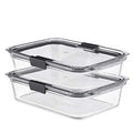 Rubbermaid Brilliance Glass Food Storage Containers, 8 Cup, Set of 2, BPA-Free, Leak-Proof, Clear - size: 8 cups (4-Piece)